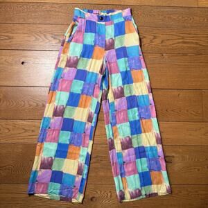 Aldo Martins Flowy Pants SZ XS Abstract Watercolor Sustainable Original Prints